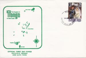 Tonga 1982 Royal Wedding Princess Diana Scott B1 (488ovrpnt)  First Day Cover VF