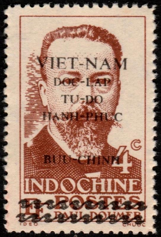 ✔️ VIETNAM HO CHI MINH 1945 - DOUMER OVERPRINT - MI. 4 SC 1L19 (*) MNGAI [VN004]