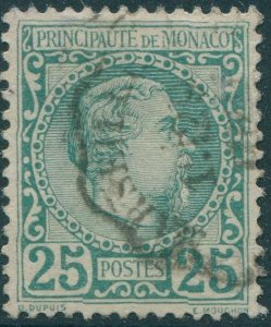 Monaco 1885 SG6 25c green Prince Charles III FU