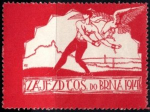 1914 Czechoslovakia Poster Stamp Drive & Tour From Brno, Czechia to Kos, Greece