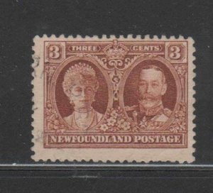 NEWFOUNDLAND #147  1928  3c QUEEN MARY & KING GEORGE V      F-VF  USED  b