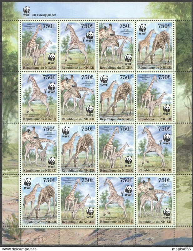 2013 Niger Wwf Giraffes Wild Animals #2142-2145 Full Sh(4Set) ** Nw0584