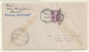 WW2: German Naval Feldpost: M-28 KMS Karlsruhe 3/29/1934 Visit to Cali., (54764)