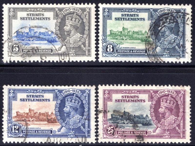 213-216 Straits Settlements, Jubilee Issue, Used Set, 1935