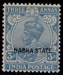 INDIAN STATES - Nabha GV SG66, 3a bright blue, M MINT.