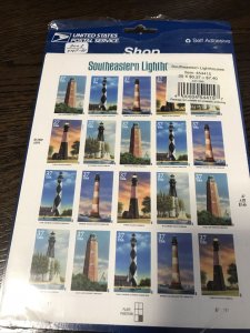 Scott3787-91-Southeastern Lighthouses Sheet of 20-.37 Stamps MNH-2003 NIP