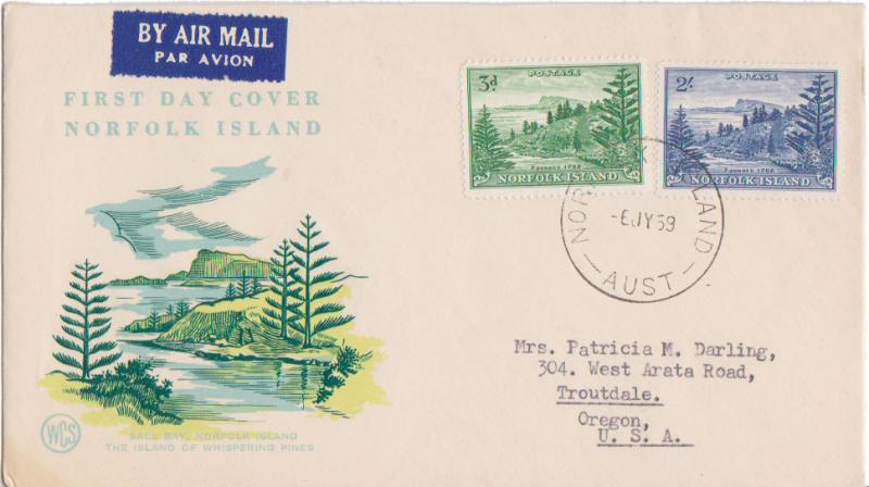 Norfolk Islands Scott 23-24 Typewritten Address.