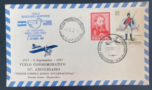 1967 Buenos Aires Argentina First Flight Airmail Cover To Montevideo Uruguay