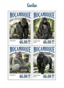 Mozambique - 2013 African Gorillas 4 Stamp Sheet  13A-1390