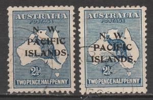 NWPI NEW GUINEA 1918 KANGAROO 21/2D BOTH SHADES USED