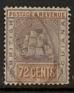 BRITISH GUIANA 1889 72 cents SG204 USED