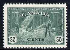 Canada 1946-47 KG6 Peace 50c Lumbering mounted mint SG 404