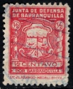 1927 Colombia Local Charity Stamp City of Barranquilla Defense Board 1/2 Cent