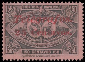 GUATEMALA 1897. SCOTT # 71. OVERPRINTED TELEGRAPH. MINT. CV: $100.00. # 4