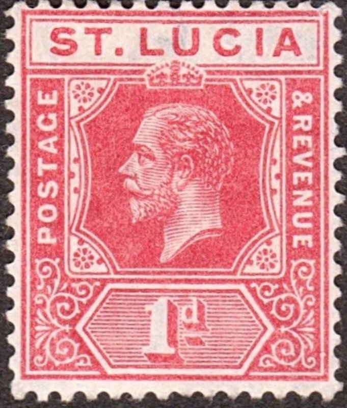 ST LUCIA 1912 KGV 1d Rose-Red SG79b MH