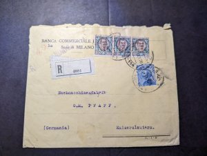 1926 Registered Italy Cover Milan to Kaiserslautern Germany