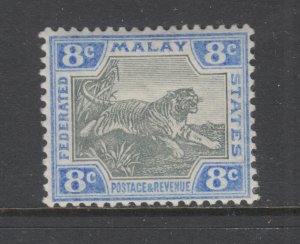 Malaya Sc 22a MLH. 1901 8c ultra & gray Tiger, Almost VF