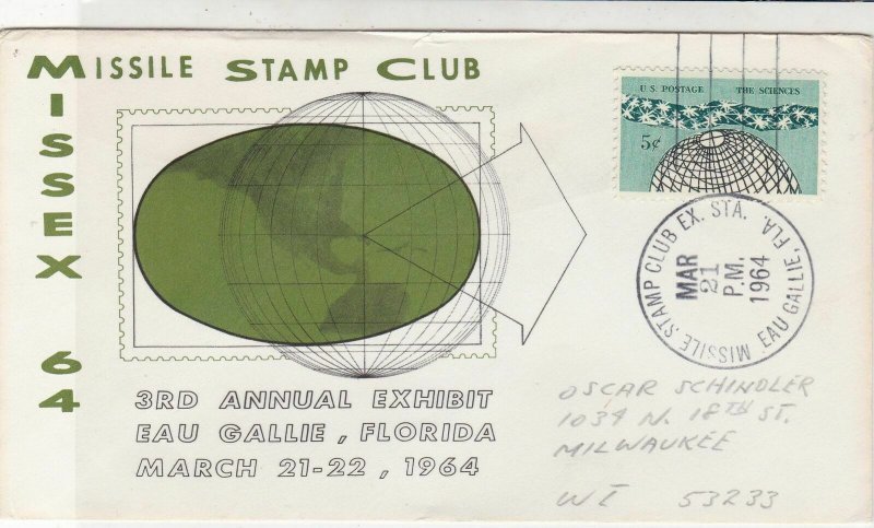 U.S. 1964 Missile Stamp Club 3rd Annual Exh. Florida Illust Stamp Cover Rf 34476