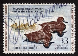 US Sc RW27 Multicolor $3.00 1960 M/S Signature No Gum Federal Duck Hunting Stamp