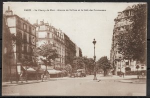 1930 Postcard Paris VII, Le Champ de Mars, Ave de Suffren, Cafe des Promeneurs