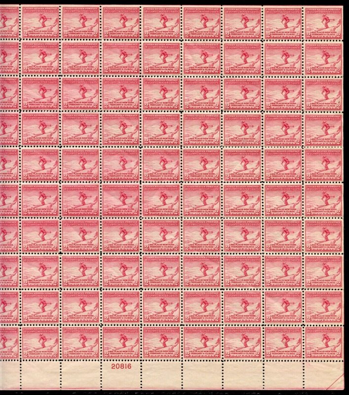 UNITED STATES SCOTT #716 2c OLYMPICS LEFT SIDE SHEET(100) MINT NH