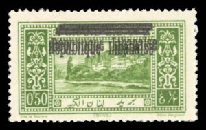 Lebanon #73var (YT 85a) Cat€65++, 1927 .50p yellow green, overprint double,...