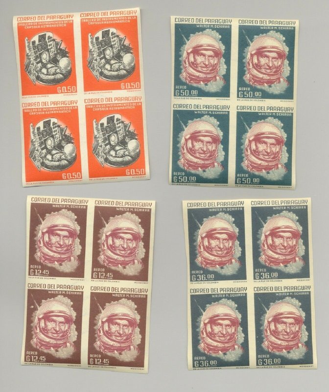 Paraguay #744-751 Space 8v Blocks of 4 Perf & 8v Blocks of 4 Imperf 