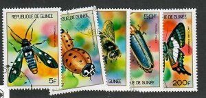 Guinea; Scott 636-637, 639-641;  1973; Used; Insects