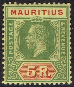 MAURITIUS 1921 KGV 5R WMK MULTI SCRIPT CA