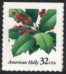 Scott 3177- American Holly (Booklet Issue), Christmas- MNH (S/A) 32c 1997- mint