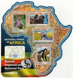 Park Bwindi Uganda Stamp Gorilla Beringei S/S MNH #7286-7289 