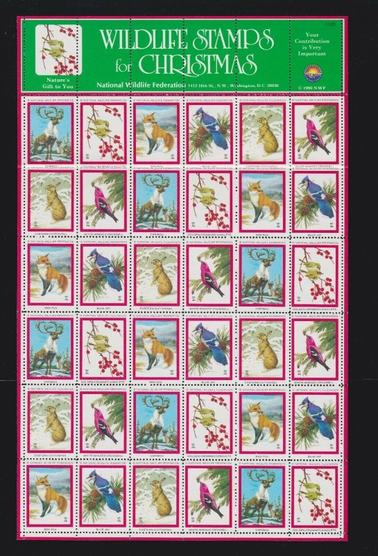 US 1980 National Wildlife Federation Mint Cinderella Christmas Stamp Sheet OH NH