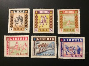 ICOLLECTZONE Liberia 347-49, C88-90 VF NH Sports Set 