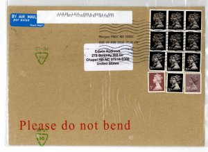 Great Britain  12 Machin stamps on cover