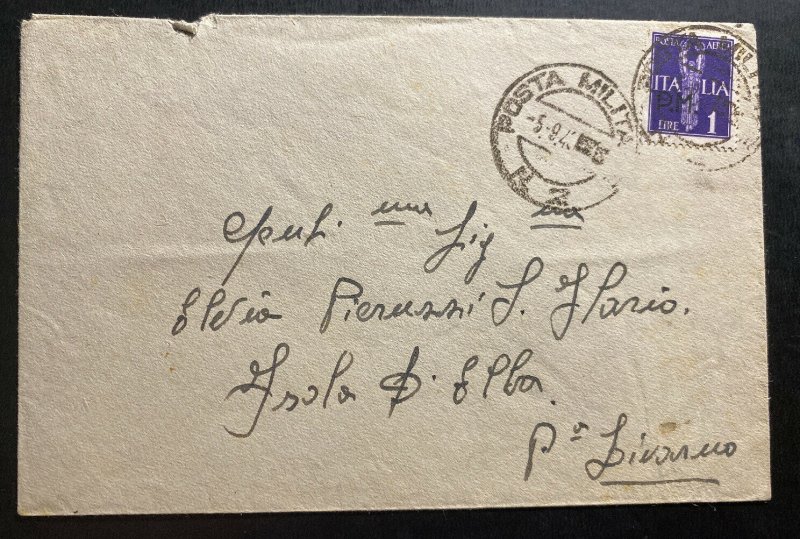 1942 Italian Army In Greece Fieldpost 33rd Division Cover To Elba Island