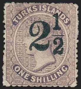 MOMEN: TURKS ISLANDS SG #27 1881 MINT OG H FRIEDL CERT £4,000 LOT #68662