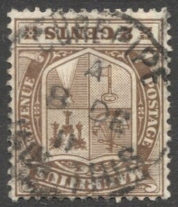 MAURITIUS 1910 Sc 138, Used VF 2c Arms, SON 1911 CUREPIPE cancel