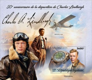 TOGO - 2023 - Charles Lindbergh - Perf Souv Sheet - Mint Never Hinged