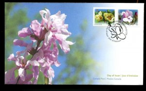 ?2013 Magnolia flowers 2 x P stamps,  FDC Canada