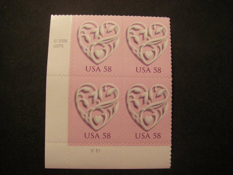 Scott 4152, 58c Love Heart, PB4 #V111 LL, MNH Beauty