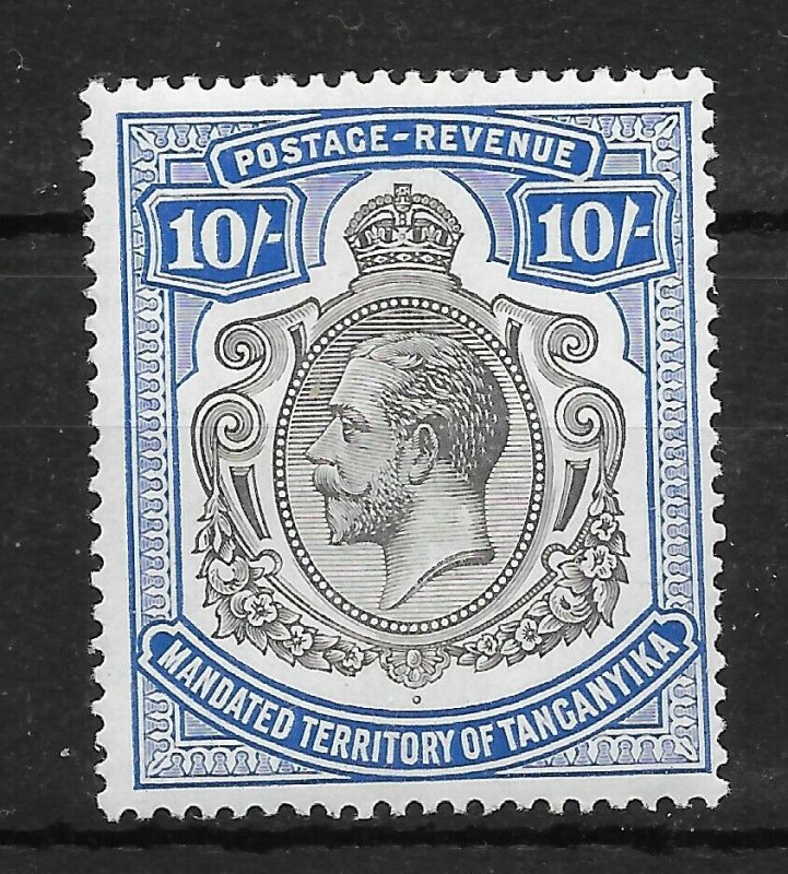 TANGANYIKA SG106 1927 10/= BLACK & DEEP BLUE MTD MINT