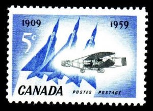 SC 383 - (5c) - 50th Anniv first plane flight in Canada, blue & black, Unused