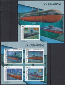 Dz1180 ! Imperf 2019 Djibouti Submarines Military Ships #2780-83+Bl1280 Mnh
