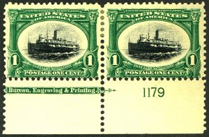 U.S. #294 MINT PL# PAIR OG HR