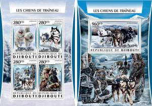 Djibouti Sledge Dogs Animals Fauna MNH stamp set