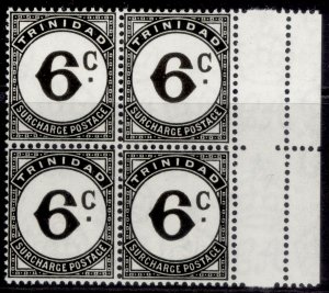 TRINIDAD & TOBAGO GVI SG D28, 6c black, NH MINT. Cat £20. BLOCK X4