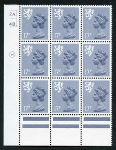 S43 17p Grey Blue Cyl 2ADot/4BDot U/M Block 9