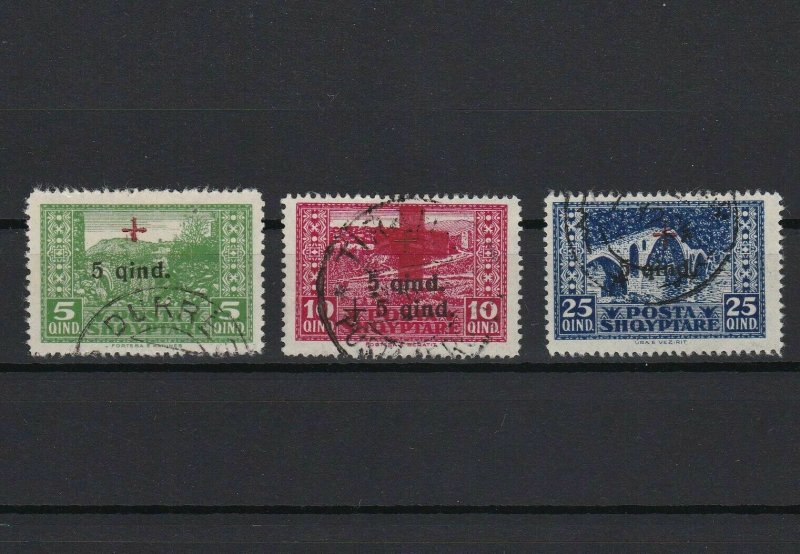 albania 1924 views red cross used stamps cat £100  ref r13173