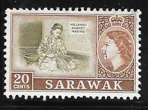 Sarawak 205: 20c Melanau basket making, used, F-VF