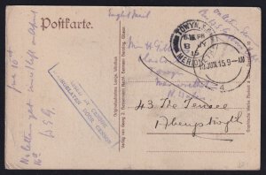 South West Africa 1915 WWI Army Base PO 4 Luderitzbucht Censored Postcard to UK